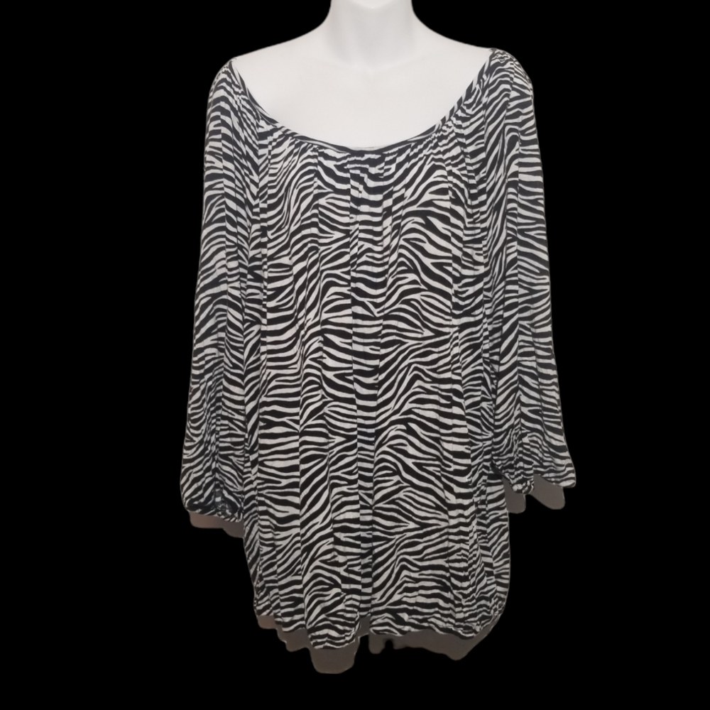 Michael Michael Kors Zebra Peasant Blouse Off Shoulder SZ 3X
